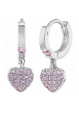 superb silver heart shaped kids huggie earrings